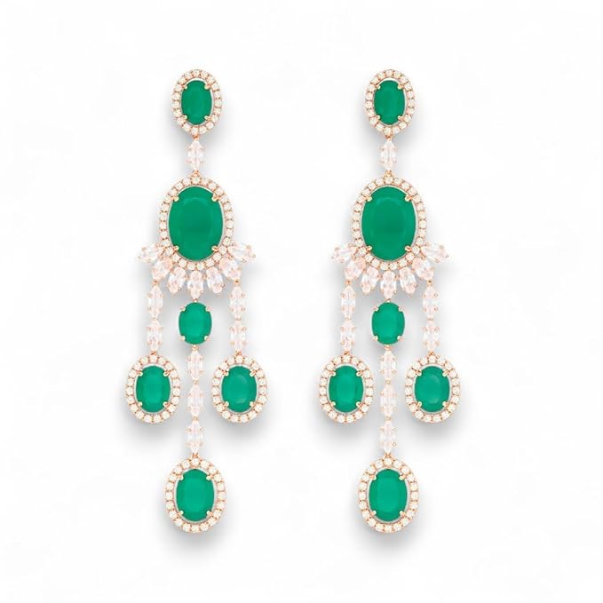 ACCESSHER Elegant Gold-Tone Crystal Dangle Earrings | American Diamond Studded Lightweight Jewellery For Gift | Stylish Earring Set For Women & Girls (Purple) - Image 3