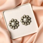 ACCESSHER Oxidised Silver Dome Jhumki Earrings with Flower & Leaf Motif – Lightweight Small-Size Ethnic Design