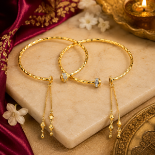 ACCESSHER Gold Plated Adjustable Bracelet Bangles Set - Modern Designer Jewellery (Set of 2)