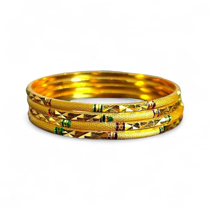 ACCESSHER Gold Plated Bangles | Fancy Bangle Set | Traditional women's bangles set for Women & Girls (Set of 4) (2.4) - Image 4