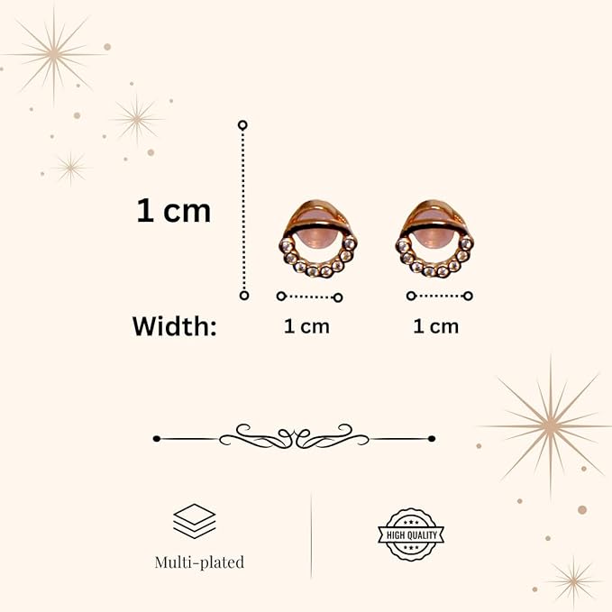 ACCESSHER Gold Plated Blue Stone Stud Earrings With American Diamond Detail | Lightweight & Classy Studs For Casual And Ethnic Looks | Earrings For Women And Girls (Green) - Image 4