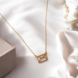 ACCESSHER Gold Plated Delicate Chain Necklace with Envelope Pendant for Women & Girls
