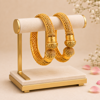 AccessHer Matte Gold Plated Bangles for Women | Elegant Stackable Fashion Bangles | Traditional & Contemporary Jewellery