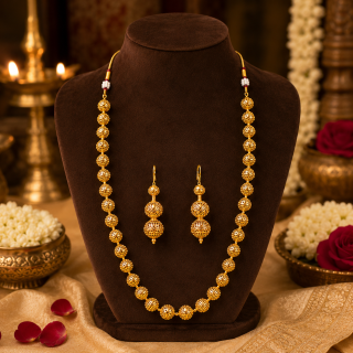 ACCESSHER Gold Plated Multi Strand Pearl Jaipuri Mala Necklace Set with Earrings - Handcrafted Wedding Jewellery