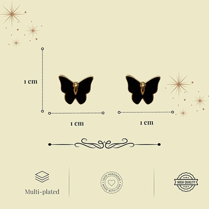 ACCESSHER Gold Tone Butterfly Design Stud Earrings for Women & Girls - Elegant Lightweight Push-Back Jewellery Style - Image 5