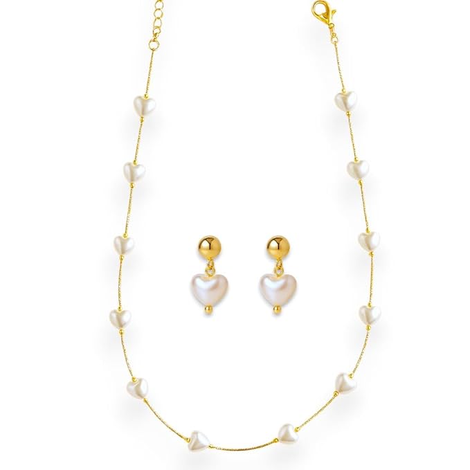ACCESSHER Gold Tone Multicolour Multilayer Necklace Set with Drop Earrings - Aesthetic Fashion Jewellery - Image 3