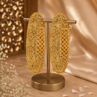 ACCESSHER Gold Plated Rajwadi Style Screw Closure Bangles (Set of 2)