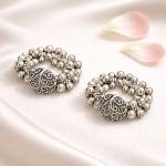 AccessHer Oxidised Silver Beaded Toe Rings for Women – Adjustable Traditional Bichiya with Cluster Bead Design (1 Pai