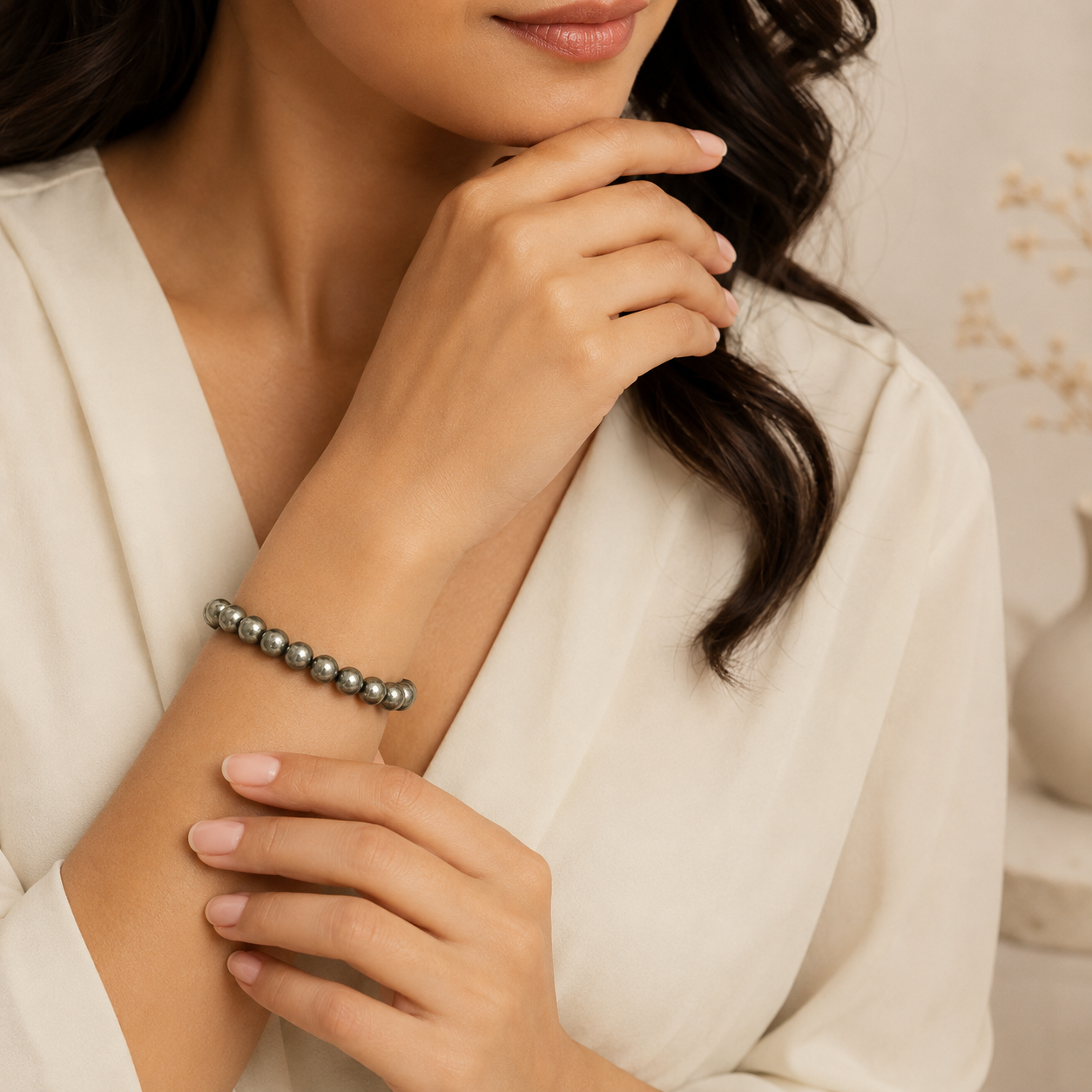 ACCESSHER Raw Pyrite Healing Crystal Bracelet with Authenticity Certificate - Handcrafted Bracelet - Image 6