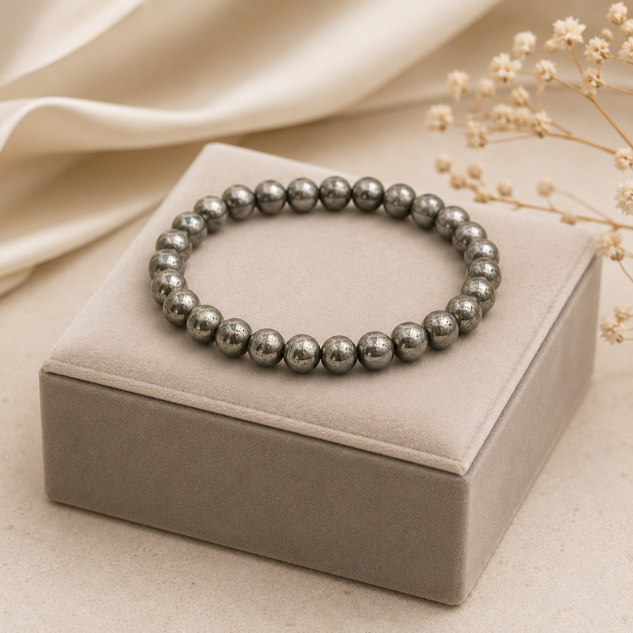 ACCESSHER Raw Pyrite Healing Crystal Bracelet with Authenticity Certificate - Handcrafted Bracelet - Image 2