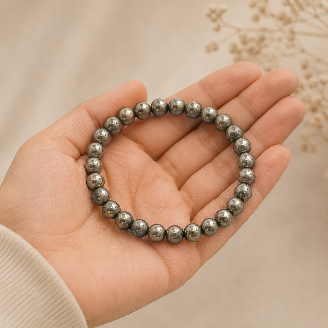 ACCESSHER Raw Pyrite Healing Crystal Bracelet with Authenticity Certificate - Handcrafted Bracelet - Image 5