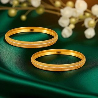 ACCESSHER Traditional Gold-Tone Kada Bangles Set | Handcrafted Textured Bangle Jewellery Set for Gift | Latest Stylish Bracelet Bangles for Women & Girls (Set Of 2) (Design 5, 2.4)