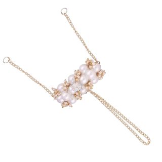 ACCESSHER jewellery Stylish Chain links, Shamballa ball and Pearl Ring Bracelet/Hathphool/Finger Ring loster lock Bracelet for Girls and Women pack of 1
