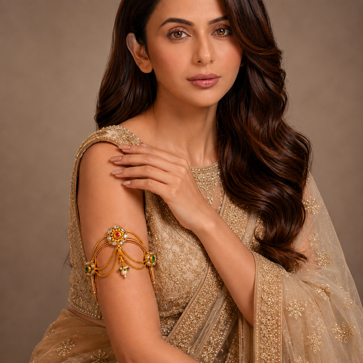 ACCESSHER Bridal Gold Plated South Indian Bajubandh for Women & Girls - Image 4