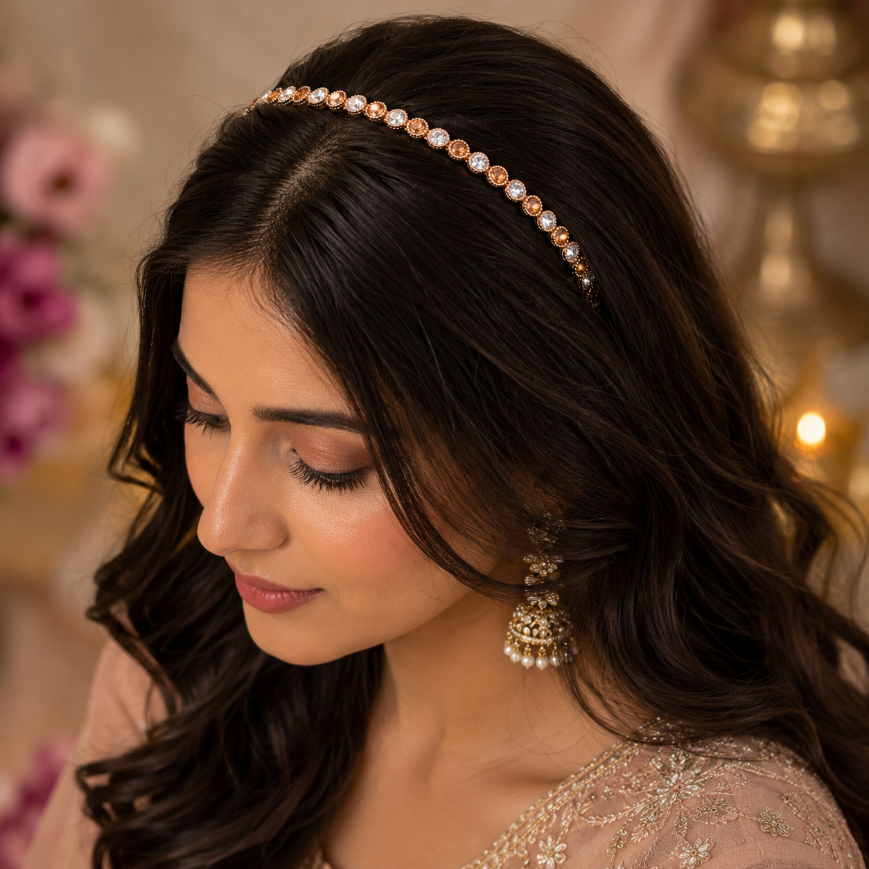 AccessHer Rhinestone Hairband Set for Women & Girls | Gold & Silver Crystal Headbands Set of 2 | Festive, Wedding & Party Hair Accessories - Image 4