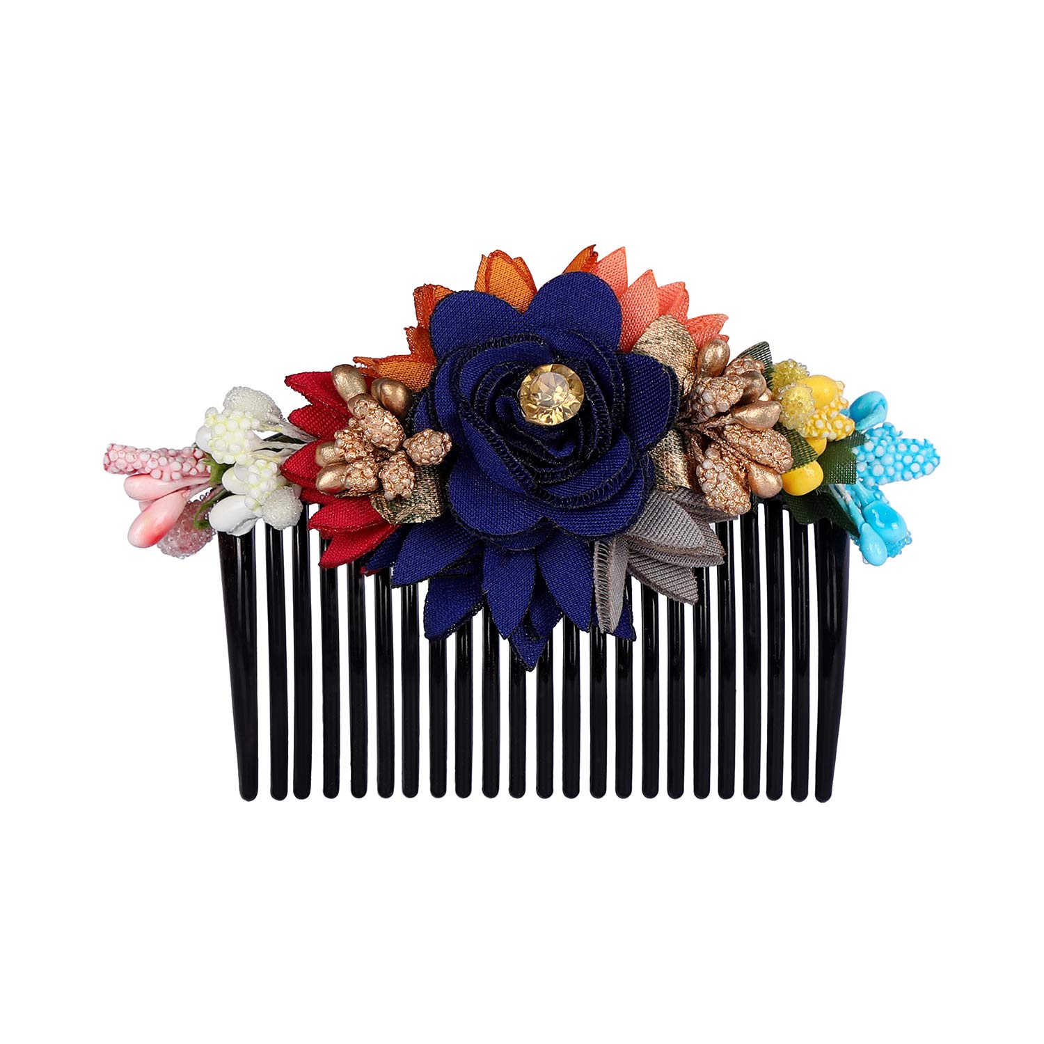 AccessHer Artificial Floral Bridal Hair Comb Pin | Statement Flower Hair Accessory for Women & Girls | Wedding & Festive Hair Styling - Image 4