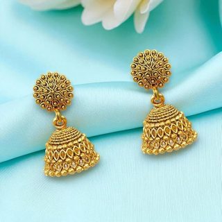 AccessHer Traditional Oxidised Golden Jhumka Earrings | Afghani Inspired Jewellery, Small Size Jhumki | Lightweight Jhumka Earrings for Women & Girls (Design 2)