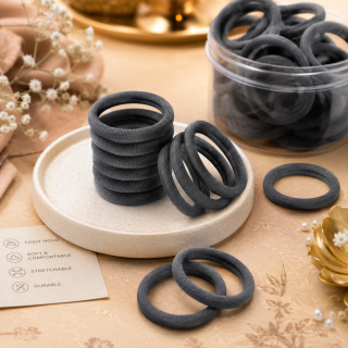 Accessher Grey Stretchable Hair Ponytail Holders for Women & Girls – Soft Non-Slip Rubber Bands Pack of 30