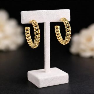 Accessher Gold Plated Semi Circle Hoop Earrings with Chain Design for Women & Girls - Stylish Dailywear Jewellery