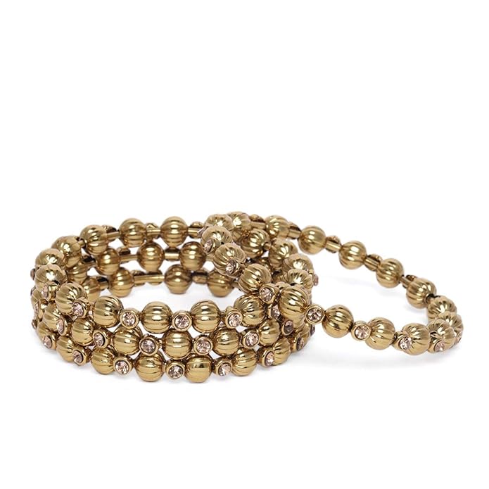 ACCESSHER Set of 4 Traditional Antique Gold Plated Oxidized Bracelet Bangles for Women & Girls | Elegant, Vintage-Inspired Fashion Jewelry for Every Occasions - Image 3