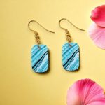 Accessher Handmade Polymer Clay Dangle Earrings with Blue & White Marble Texture for Women & Girls
