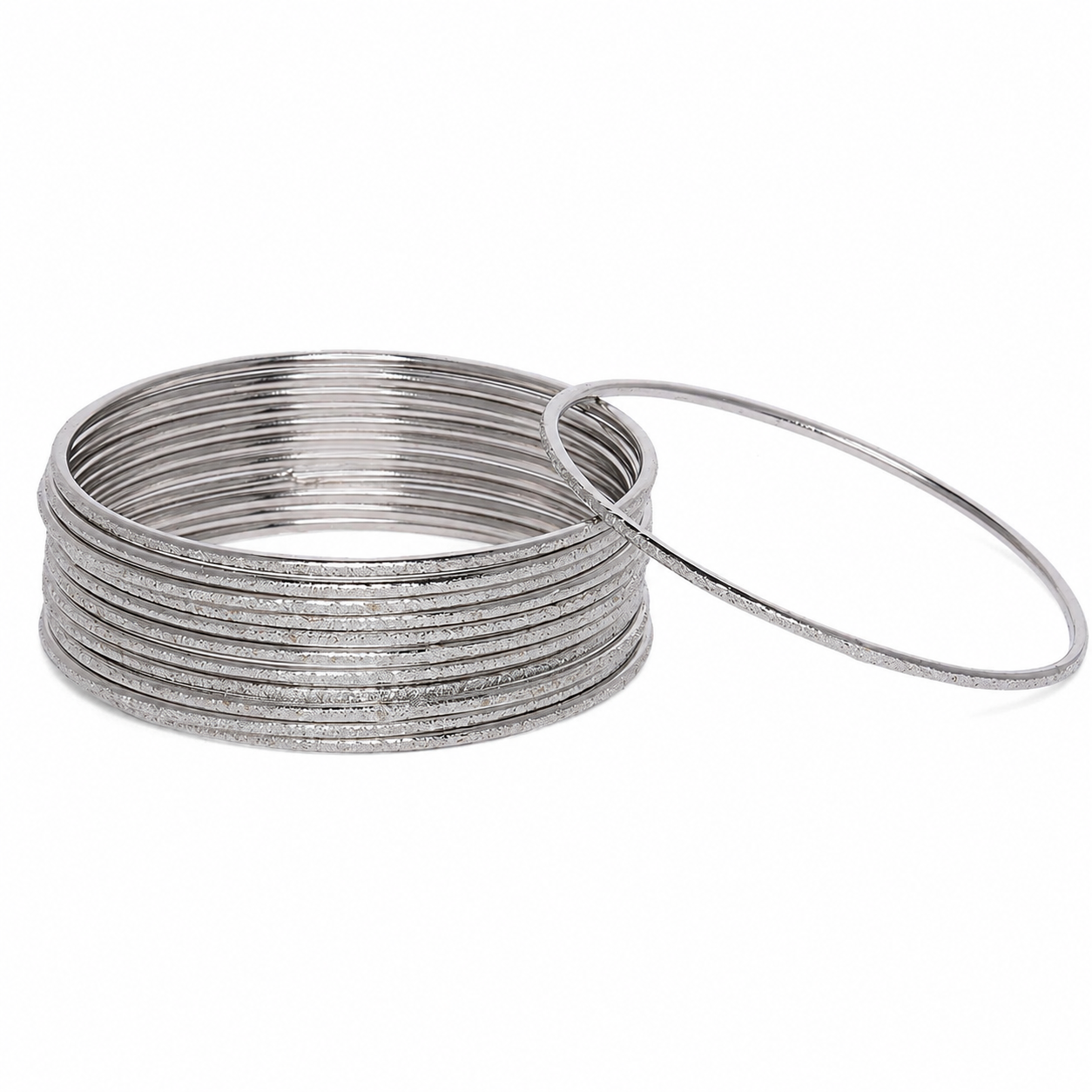 ACCESSHER Traditional Silver Plated Oxidized Bangles - Ethnic Jewellery Set for Festive & Navratri Wear (Pack of 12) - Image 6