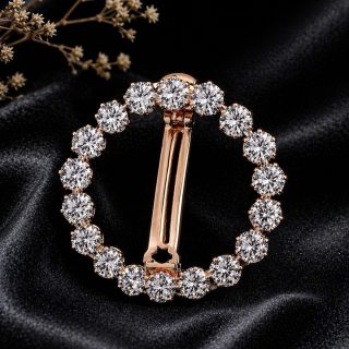 Accessher Rose Gold Round Hair Barrette - Zircon Stone Detailing
