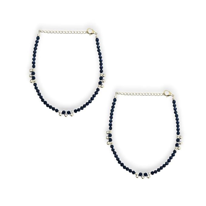 ACCESSHER Evil Eye Lucky Protection Anklets with Butterfly Charms | Adjustable Charm Beaded Anklet Pair for Gifting | Stylish Jewellery for Women & Girls (Pack of 2) (Design 4) - Image 4