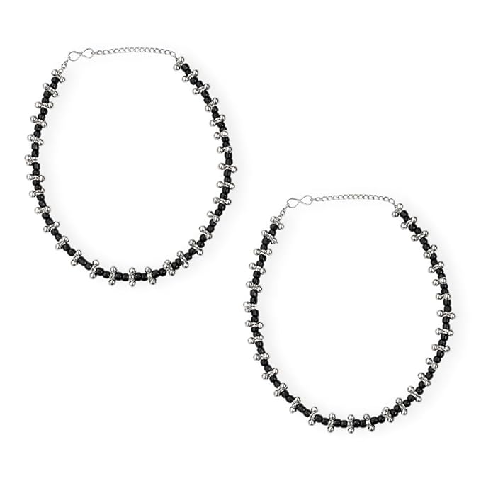ACCESSHER Evil Eye Lucky Protection Anklets with Butterfly Charms | Adjustable Charm Beaded Anklet Pair for Gifting | Stylish Jewellery for Women & Girls (Pack of 2) (Design 5) - Image 3