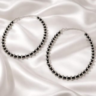 ACCESSHER Evil Eye Anklet Pair - Butterfly Charms & Beaded Detailing (Pack of 2)