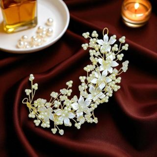 ACCESSHER Flexible Hair Chain with Teardrop Stone Detailing - Elegant Bridal Hair Accessory