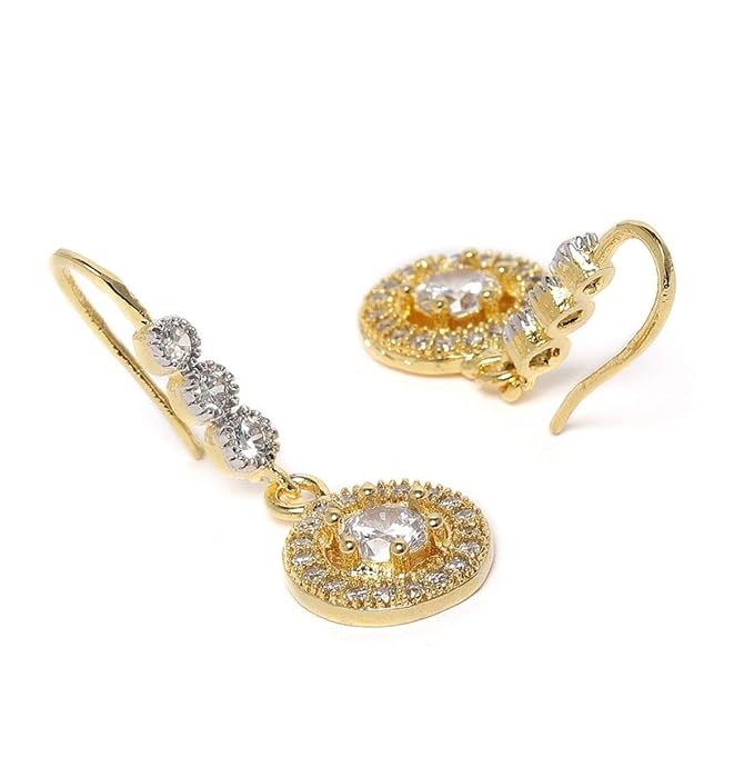 AccessHer Gold-Plated AD Studded Handcrafted Drop Earrings For Women & Girls - Image 3