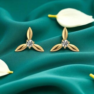 AccessHer Gold Plated American Diamond Stud Earrings for Women & Girls – Lightweight Contemporary Jewellery