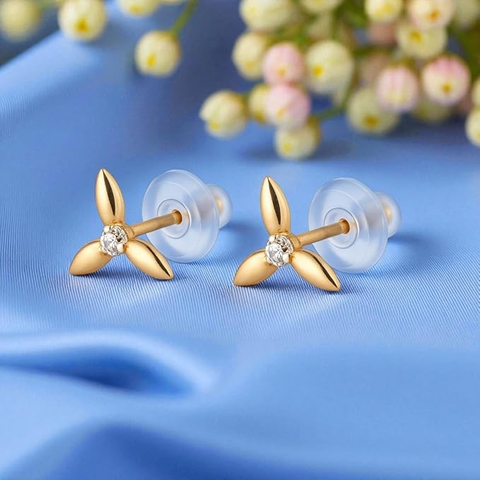 AccessHer Gold Plated American Diamond Stud Earrings for Women & Girls – Lightweight Contemporary Jewellery - Image 3