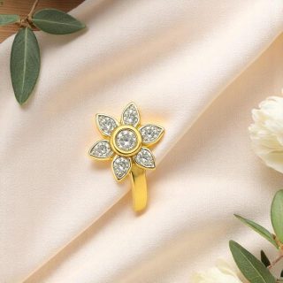 ACCESSHER Gold Plated Clip-On Nose Pin Non-Pierced Nose Ring Traditional Nath for Festive & Bridal Wear For Women & Girls