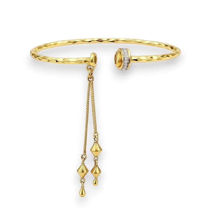ACCESSHER Gold Plated Adjustable Bracelet for Women Stylish Modern Designer Bangles Set Traditional Golden Finish Jewellery | Stylish Jewellery for Women & Girls (Set of 2) (Design 1) - Image 2