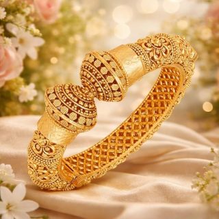 ACCESSHER Gold Plated Set Of 2 Traditional Rajwadi Jewellery Inspired Ethnic Filigree Style Screw Closure Bangles/Kada/Festive Bangles for Women and Girls (2.2)