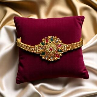 ACCESSHER Gold Plated Handcrafted Kada Bangles with Floral Textured Detailing for Women & Girls - Set of 4 (2.6)