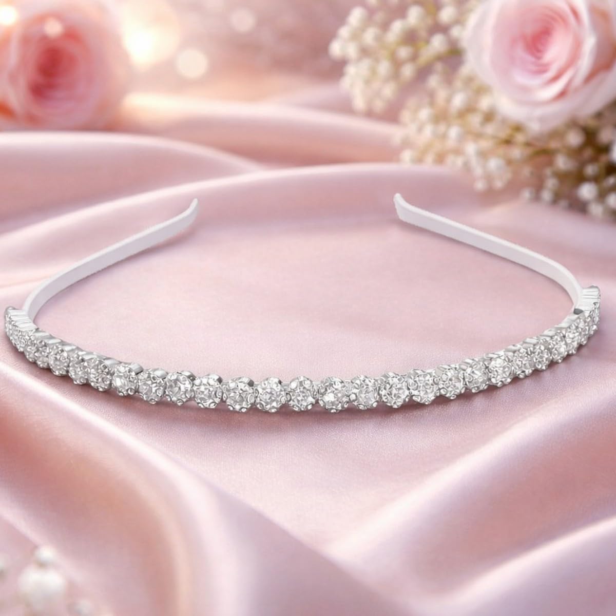 AccessHer Hairbands for Women & Girls | Gold & Silver Rhinestone Hair Hoops | Stylish Hair Accessories for Weddings, Parties, Ethnic Wear & Rakhi Gift (Silver 1, One Size)