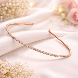 AccessHer Rose Gold Rhinestone Hair Hoop - Stylish Party & Ethnic Wear Hairband