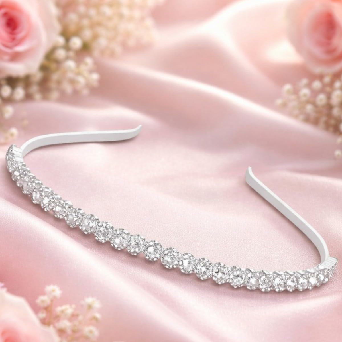AccessHer Hairbands for Women & Girls | Gold & Silver Rhinestone Hair Hoops | Stylish Hair Accessories for Weddings, Parties, Ethnic Wear & Rakhi Gift (Silver 1, One Size) - Image 4