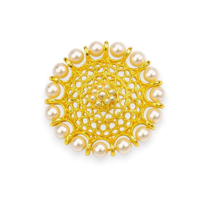 ACCESSHER Gold plated Brooch Pins for women | Pins for Hijab Dupatta Chunri Scrafs & Saree Pin for Women (Set of 1) - Image 4