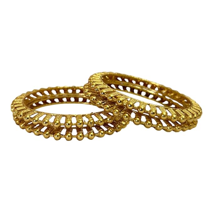 ACCESSHER Traditional Gold Plated Jewelry Bracelet Bangles for Women and Girls (Set of 4) (2.6) - Image 2