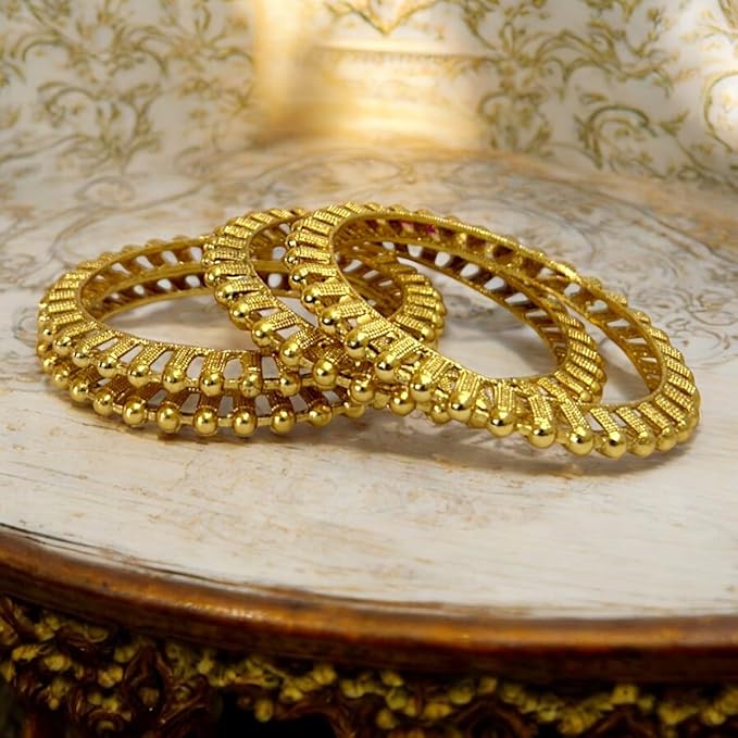 ACCESSHER Traditional Gold Plated Jewelry Bracelet Bangles for Women and Girls (Set of 4) (2.6) - Image 4