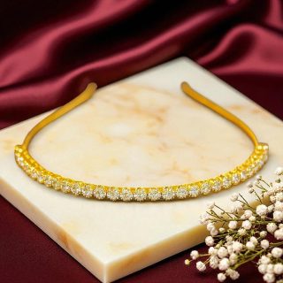 AccessHer Gold Rhinestone Hair Hoop - Stylish Party & Ethnic Wear Hairband