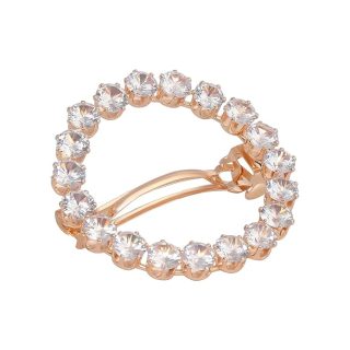 Accessher Rose Gold Round Hair Barettes | Crystal Hair Clip with Zircon Stones | Hair Accessories for Women & Girls Pack of 1