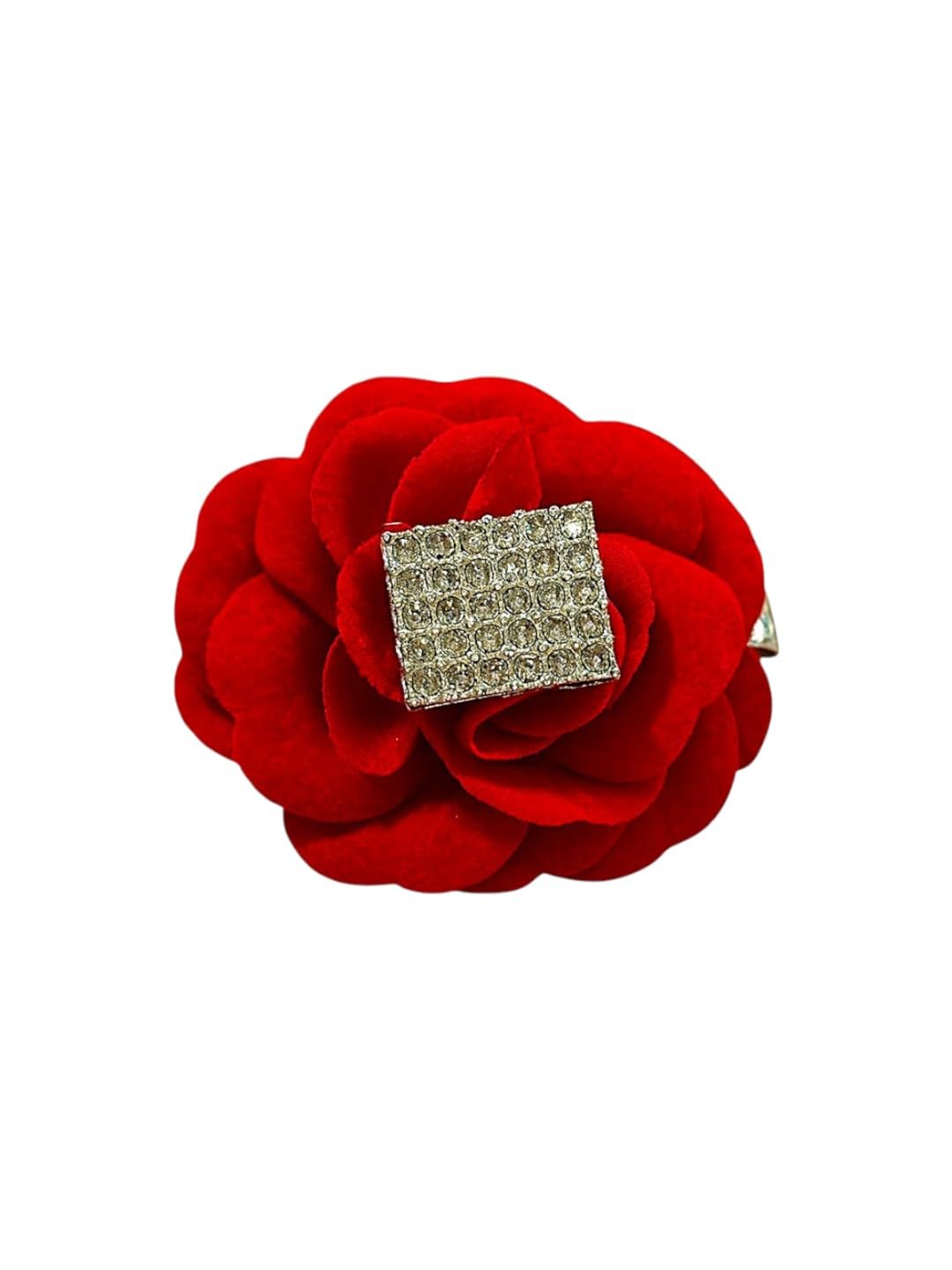 AccessHer Rose Floral Hair Clip for Bridal Bun & Juda Hairstyles - Artificial Flower Hair Accessory for Women, Girls & Kids - Image 4