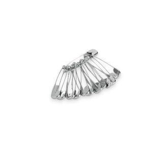 Accessher Silver Plated Shiny Stainless Steel Material Safety/Metallic Saree/Hijab pin with Secured Closure for Women and Girls Pack of 1 (12 Pcs)