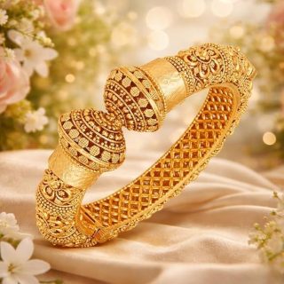 ACCESSHER Set Of 2 Gold Plated Traditional Rajwadi Bridal Jewellery Inspired Ethnic Filigree Style Screw Closure Bangles/Kada/Festive Bangles For Women And Girls|Ideal Gift For Karwachaucth