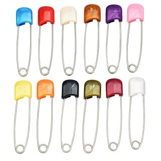 ACCESSHER Multicolor Colorful Stainless Steel brass Safety Pin Nappy Pin Saree pin Hijab Pin for Women and Kids Pack of 12
